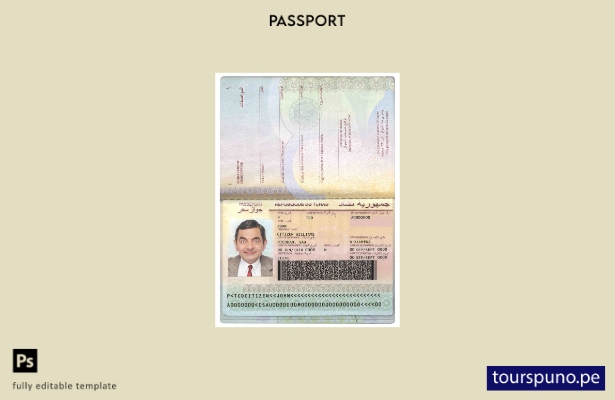 Plantilla de pasaporte de Chad lista para imprimir